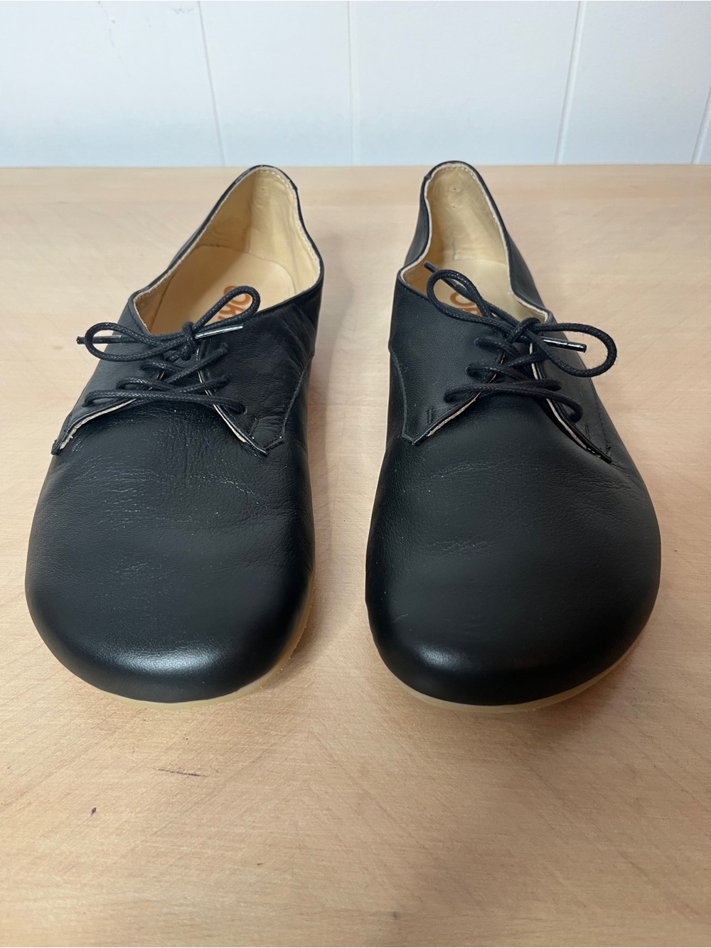 Origo Black Leather Women's Lace-Up Flats Size 9.5 Barefoot Wide Toe Box Minimal - Picture 3 of 6